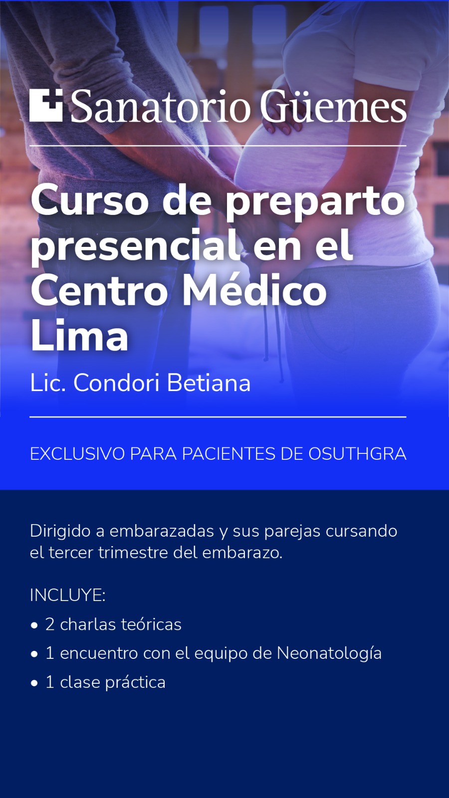 Se dictó un curso de preparto presencial en el Centro Médico Lima