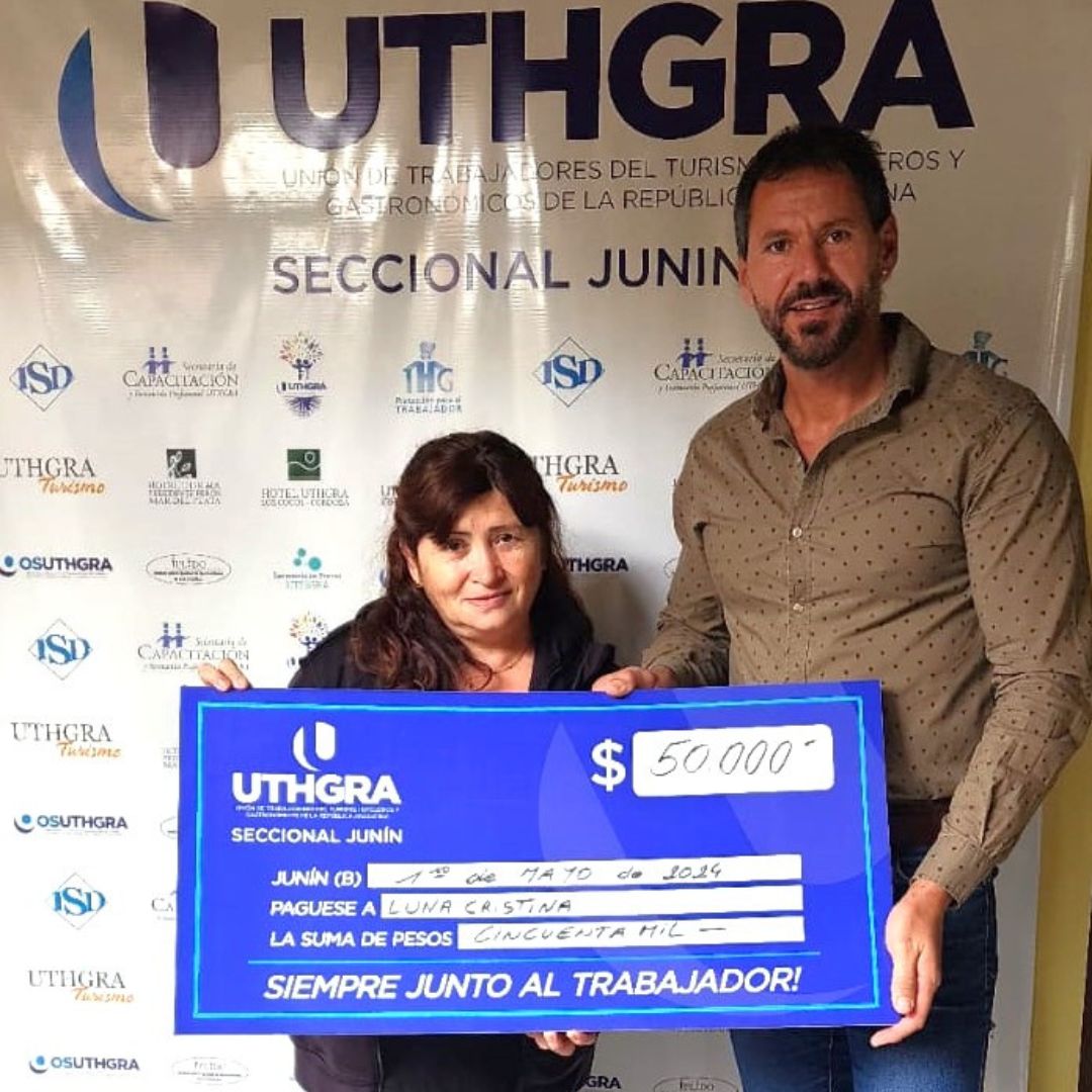 Trabajadores de la UTHGRA Junín recibieron dinero en premios por el Día del Trabajador